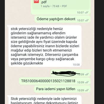 Arya Gross Ürün Gönderilmemesi Para İadesi Yapılmaması