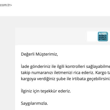 A101 İade Ettiğim Ürünün Ücretini Yatırmıyor.