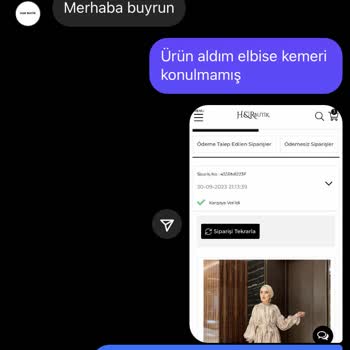 H&R Butik Eksik Ürün Gönderilmesi