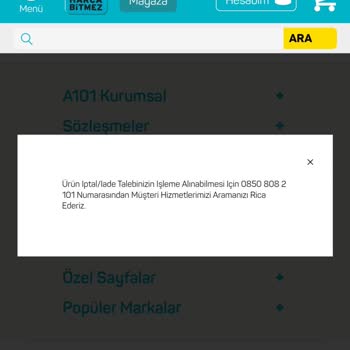 A101 Online İade İşlemleri İçin Müşteri Temsilcilerine Ulaşamıyorum