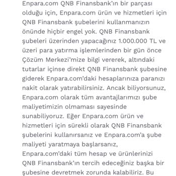 QNB Finansbank Şubesi Enpara Hesabıma Para Yatırmama İzin Vermedi