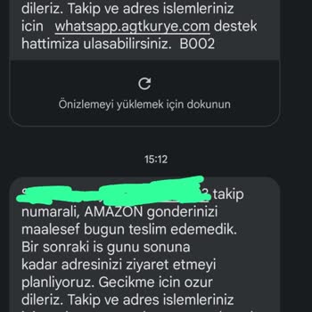 AGT Kurye Tarafından Gelemeyen Kargo