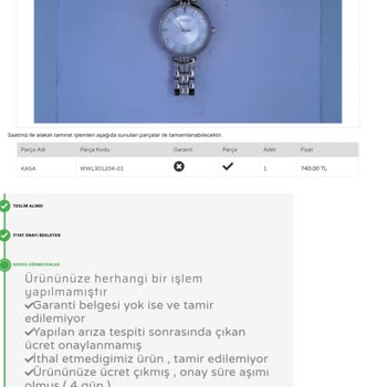 Saat Ve Saat Garantisi Olan Saatten Ücret İstiyor