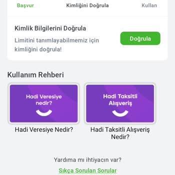 Hadi TOM Pay Hadi Veresiye Kimlik Doğrulama