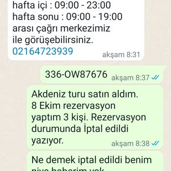 SSC Tur Satın Alınan Turun Haber Verilmeden İptal Edilmesi