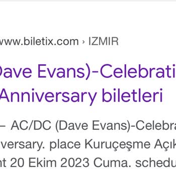 Biletix 20 Ekim 2023 AC/DC Konseri