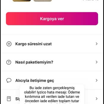 Gardrops Sipariş İptal Uyarısı