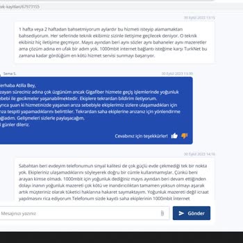 Mevcut Aboneye TurkNet Gigafiber Bağlantısının Aylardır Kurulmaması