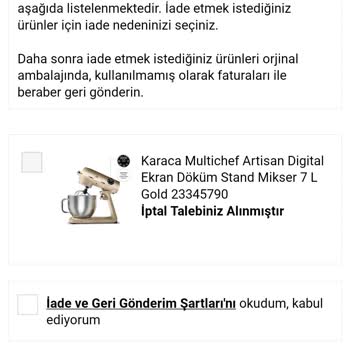A101 İptal Edilen Sipariş Kargoya Verildi