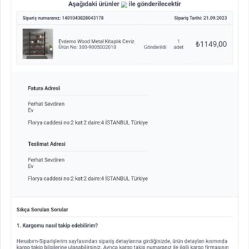 A101'den Sipariş Verdim 20 Gün Olacak Neredeyse Henüz Gelmedi.