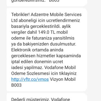 Vizyon Elektronik Para Abonelik Ücret İptali