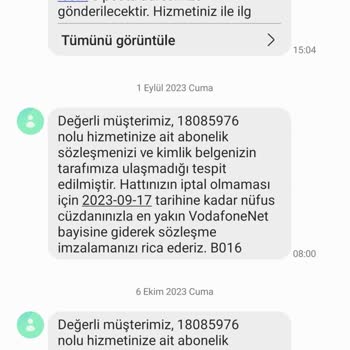 Vodafone Net Eksik Evrak Sorunu