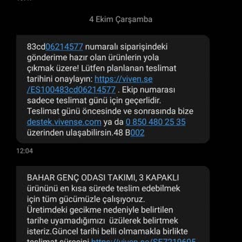 Vivense'den Aldığım Oda Takımı 1.5 Aydır Teslim Edilmedi
