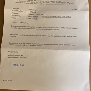 Kiğılı Giyim Ürün Kalitesi İyi Değil.
