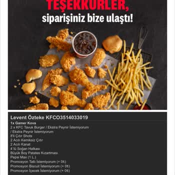 KFC Sipariş İptali Para İadesi