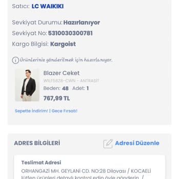 LCW Bir Türlü Kargolanmayan Ceket