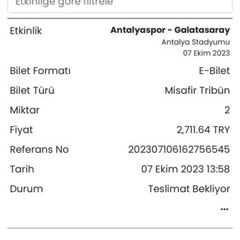 Banabilet.com Maç Biletimi Teslimat Yapmıyor