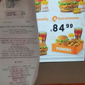 Popeyes Menüdeki Fiyatın Kasada Farklı Çıkması