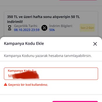 Pazarama Hediye Kuponu Verdiler Kod Geçersiz