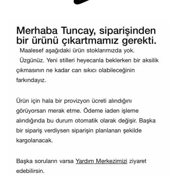 Nike Ücretini Ödediğim Ürünü İptal Etti