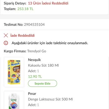 Trendyol GO'dan Verdiğim Market Siparişi Tamamen Yanlış Geldi