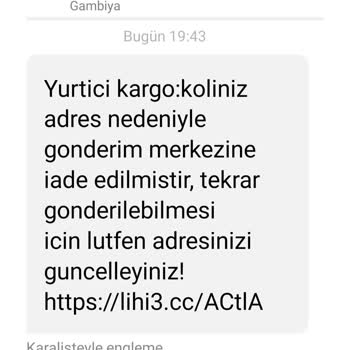 Yurtiçi Kargo Telefonuma Gelen Mesaj