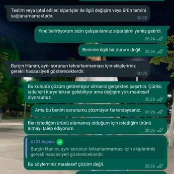 A101 Market Online Siparişte Yanlış Ürün Gönderimi
