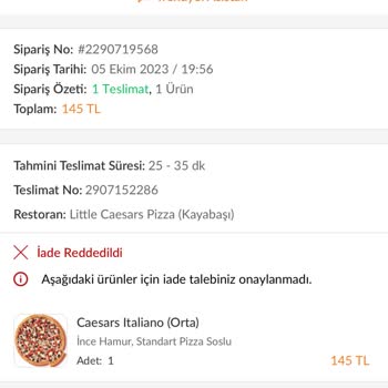 Trendyol Yemek Teslim Edilmeyen Siparişi Edildi Gösteriyor