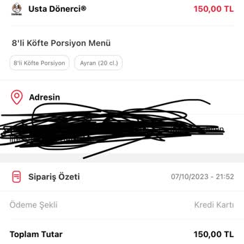 Tıkla Gelsin Eksik Gelen Menü/Yanlış Menü