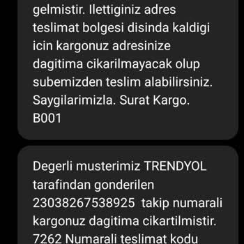 Sürat Kargo Kargom Adrese Gelmedi Ve Adrese Gelmediği Gibi De İade Edildi