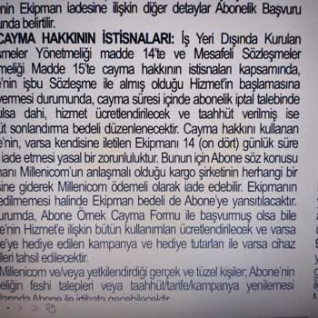 Millenicom Model İadesini Kendi Cebinizden Edersiniz