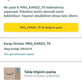 MNG Kargoda Siparişim Adresime Getirilmiyor.