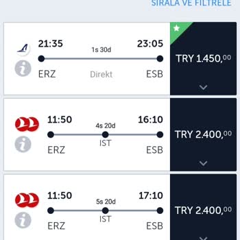 THY Aktarmalı Uçağın İç Hat İçin Seferi Yok.
