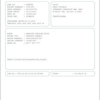 Toroslar Elektrik Dağıtım Aynı Aya Ait Faturamı 2 Defa Ödemesini Aldılar