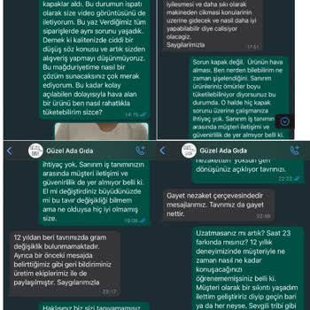 Güzel Ada Gıda Ürünlerinin Vakumlanmamış Kapakları