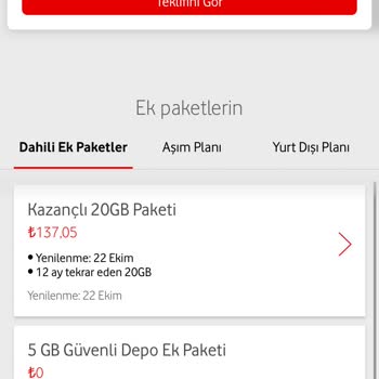 Vodafone Ek Paket İptal Edilmiyor