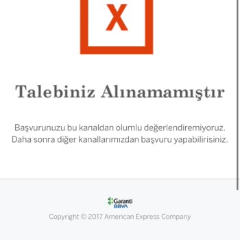 American Express Kartı Başvuru İlgili Hata