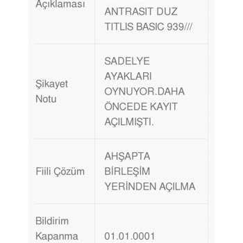 İstikbal Servis Problemi Kullanılmadan Bozulan Sandalyeler