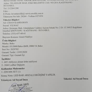 Beko TV İlgisiz Servis Ve Çözülemeyen Arıza Sonucunda Garanti Bitmesi