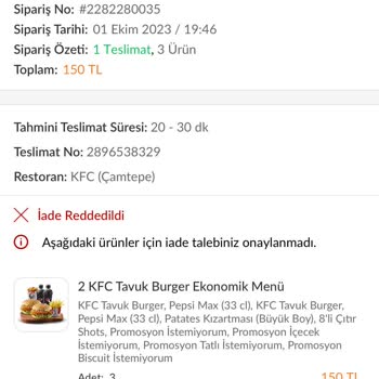 Trendyol Yemek Teslim Edilmeyen Yemeğin Parasını Geri Yatırmadılar.