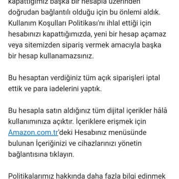 Amazon Hesabım Kural İhlali Sebebiyle Kapatıldı.