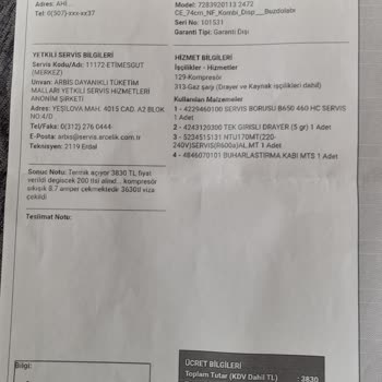 Arçelik Buzdolabı Arıza Sorunu