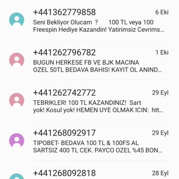 Vodafone Hattıma +44'lü Numaralardan Mesaj