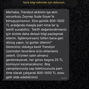 Trendyol +1 Li Numaradan WhatsApp Mesajı