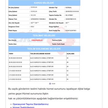 Aras Kargo Ürünümü Teslim Etmiyor