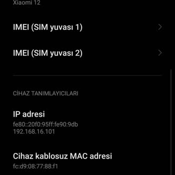 Xiaomi Mi 12 Yeni Telefon İp Adresi Yok