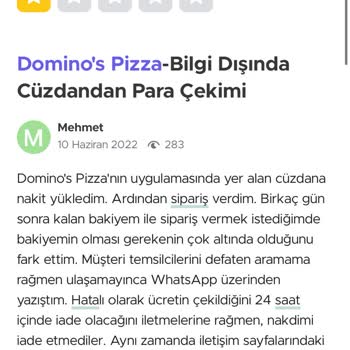 Domino's Bilgi Dışındaki Cüzdan Hareketleri