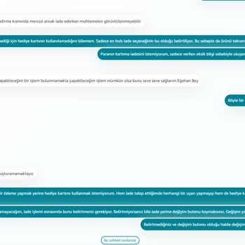 Amazon.com.tr, İade Ve Hediye Kartı