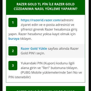 Playstore Razer Gold Epin Kodu Gözükmüyor