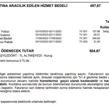 Digiturk Hukuk Dışı Fatura